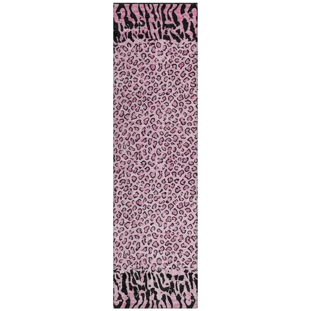 LOOMLAN Rugs Elyvia Pink Washable Indoor-Outdoor Rug