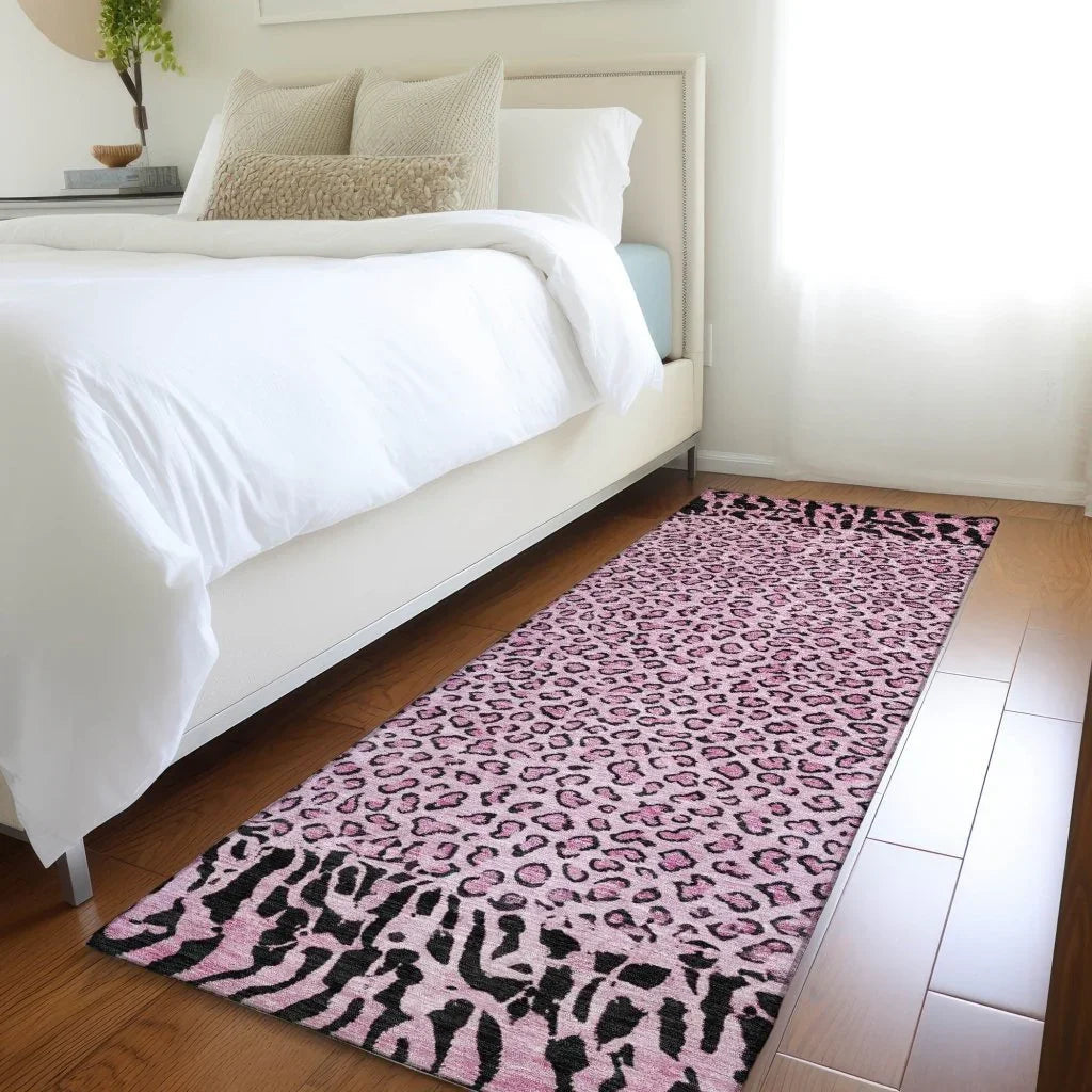 LOOMLAN Rugs Elyvia Pink Washable Indoor-Outdoor Rug
