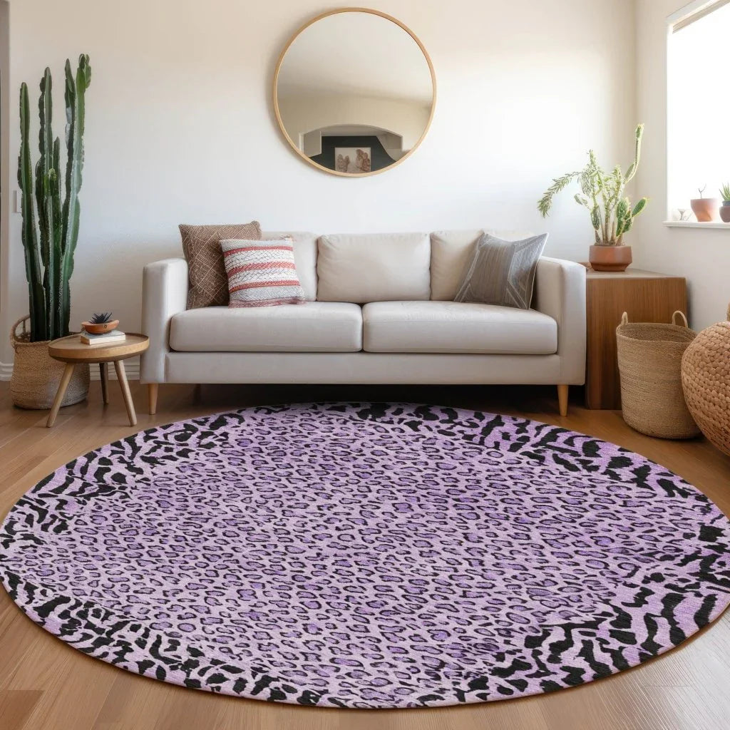 LOOMLAN Rugs Elyvia Purple Washable Indoor-Outdoor Rug