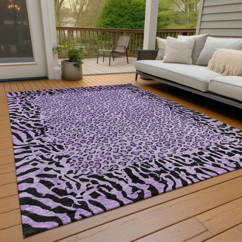 LOOMLAN Rugs Elyvia Purple Washable Indoor-Outdoor Rug
