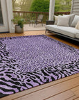 LOOMLAN Rugs Elyvia Purple Washable Indoor-Outdoor Rug