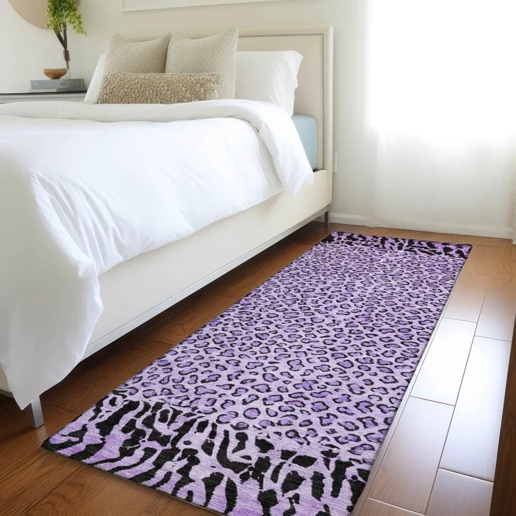 LOOMLAN Rugs Elyvia Purple Washable Indoor-Outdoor Rug