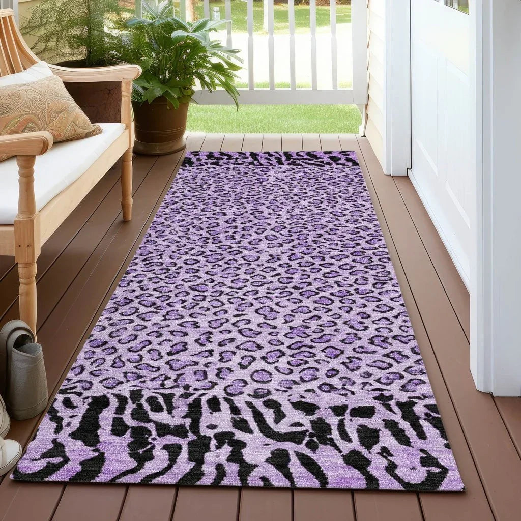 LOOMLAN Rugs Elyvia Purple Washable Indoor-Outdoor Rug
