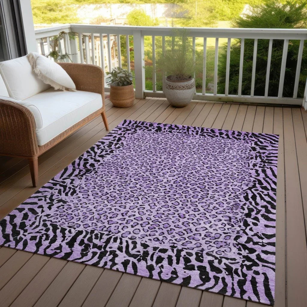 LOOMLAN Rugs Elyvia Purple Washable Indoor-Outdoor Rug