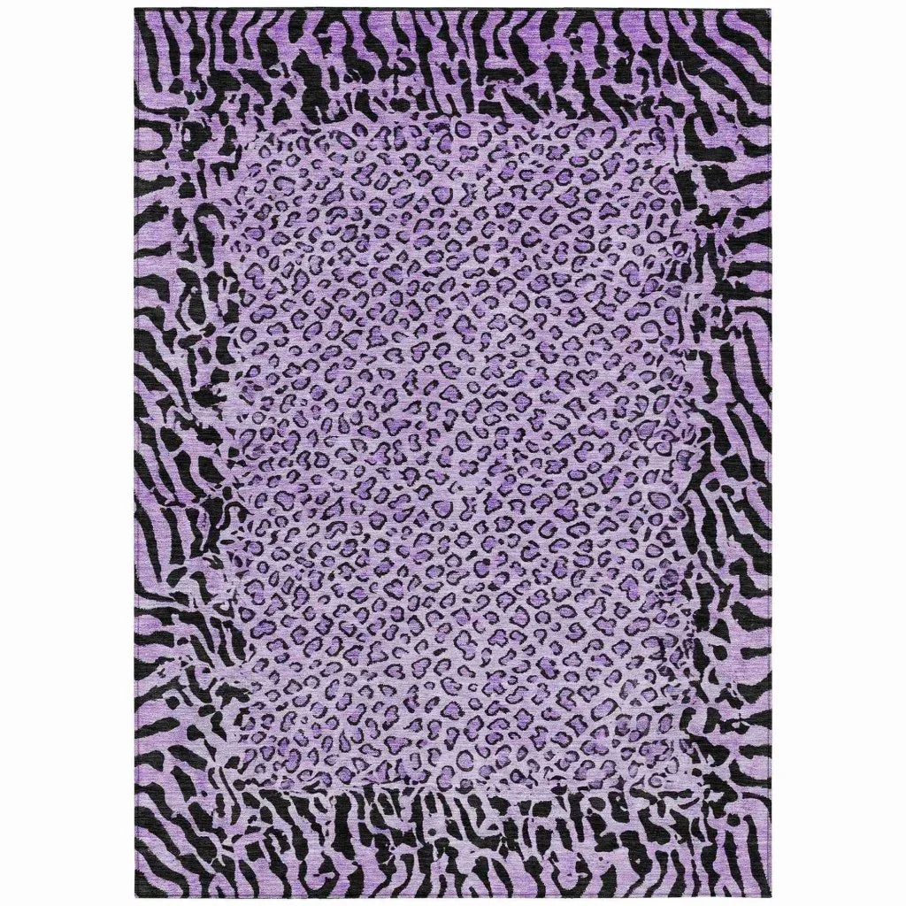 LOOMLAN Rugs Elyvia Purple Washable Indoor-Outdoor Rug
