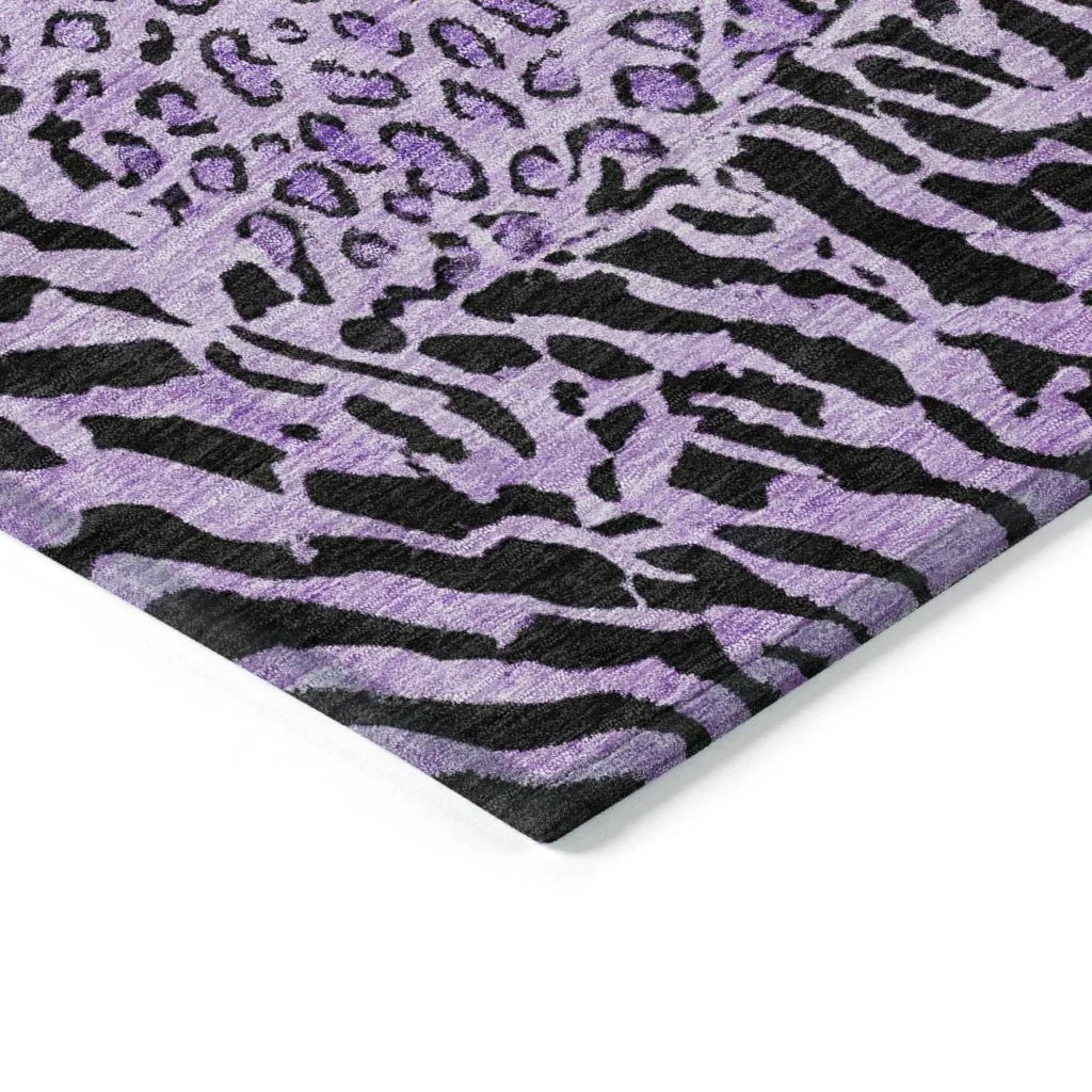 LOOMLAN Rugs Elyvia Purple Washable Indoor-Outdoor Rug