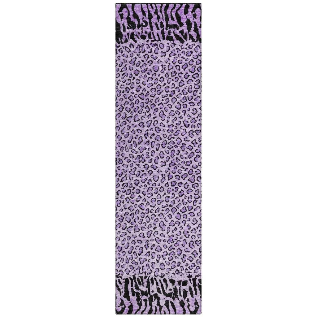 LOOMLAN Rugs Elyvia Purple Washable Indoor-Outdoor Rug
