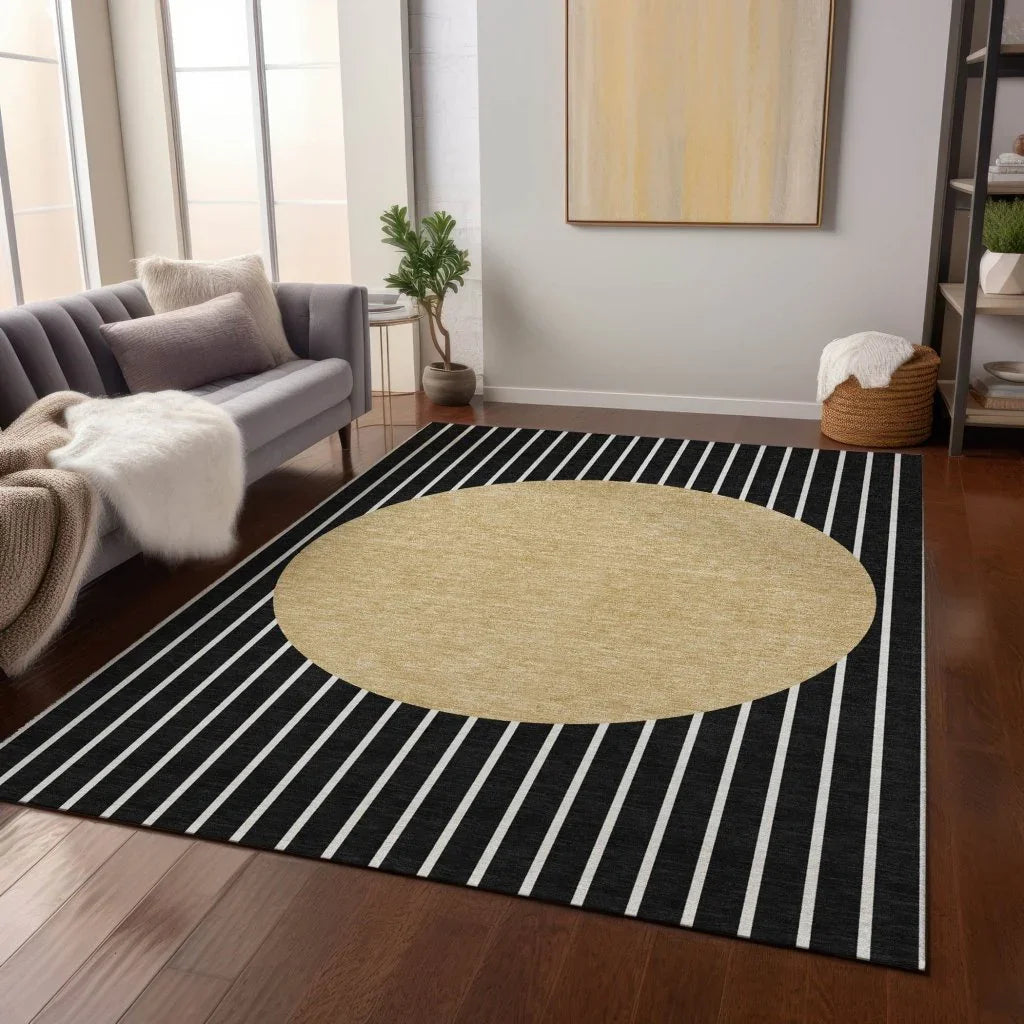 LOOMLAN Rugs Ember Black Washable Indoor-Outdoor Rug