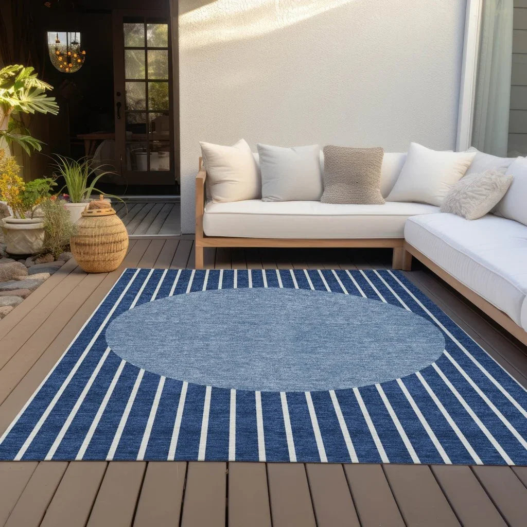 LOOMLAN Rugs Ember Blue Washable Indoor-Outdoor Rug
