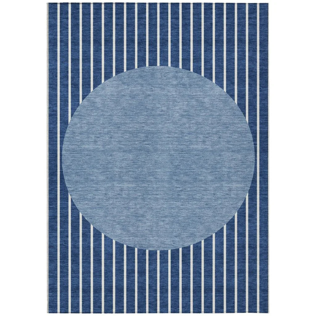 LOOMLAN Rugs Ember Blue Washable Indoor-Outdoor Rug