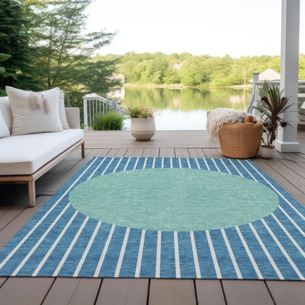 LOOMLAN Rugs Ember Teal Washable Indoor-Outdoor Rug