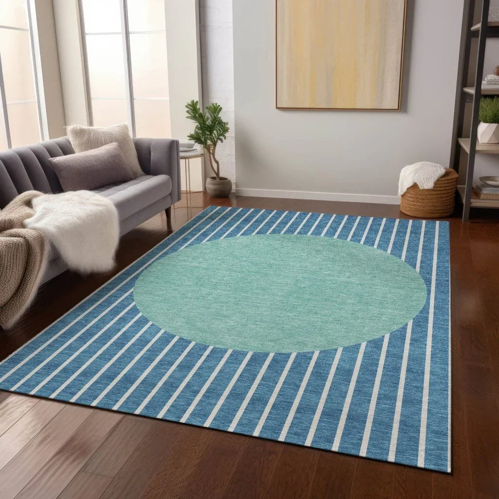 LOOMLAN Rugs Ember Teal Washable Indoor-Outdoor Rug