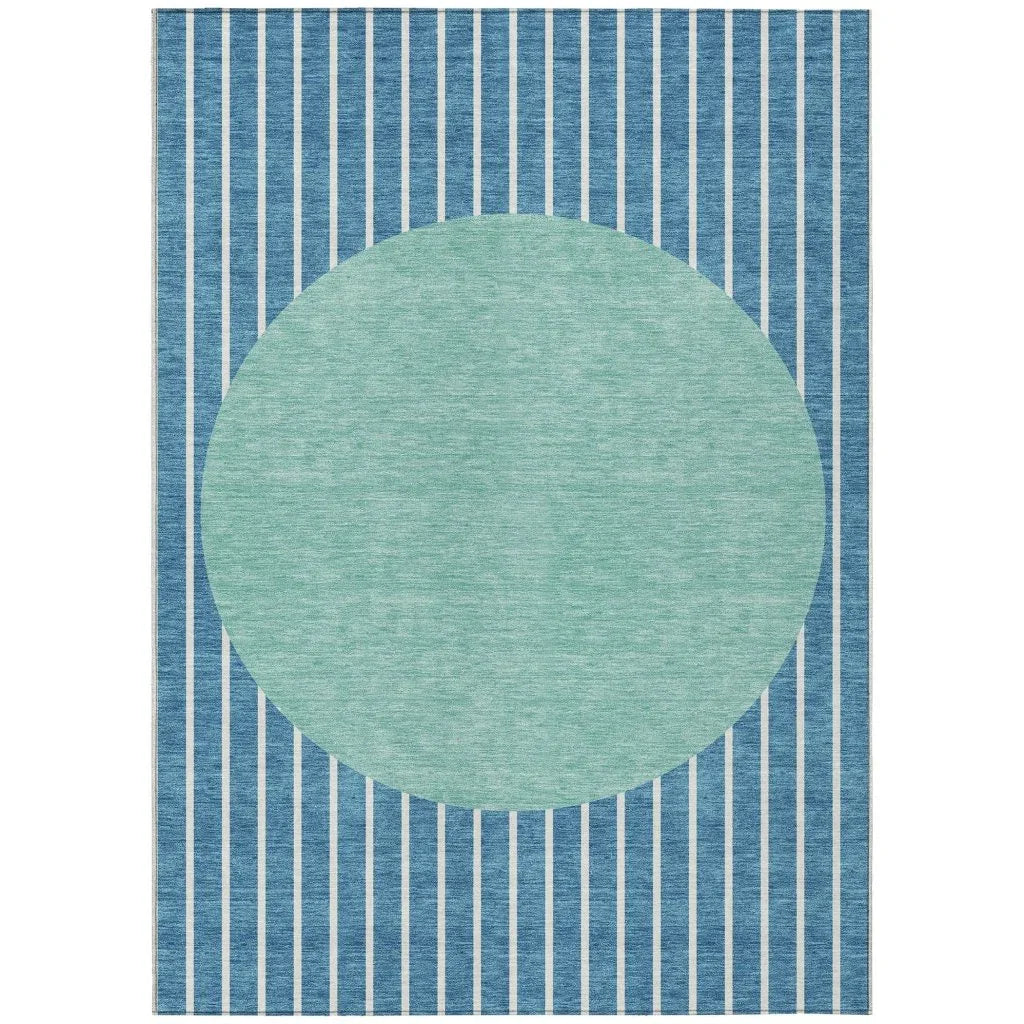 LOOMLAN Rugs Ember Teal Washable Indoor-Outdoor Rug