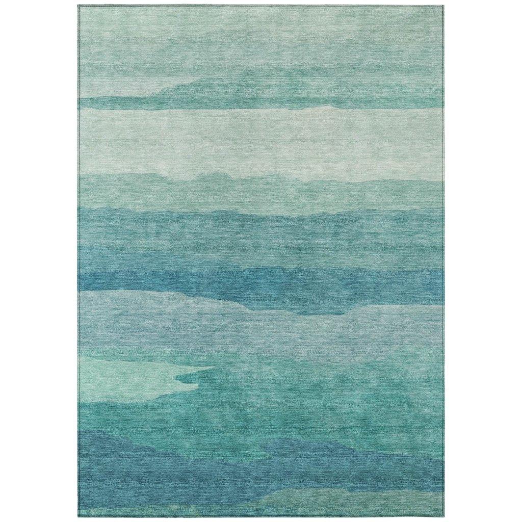 LOOMLAN Rugs Embre Teal Washable Indoor-Outdoor Rug