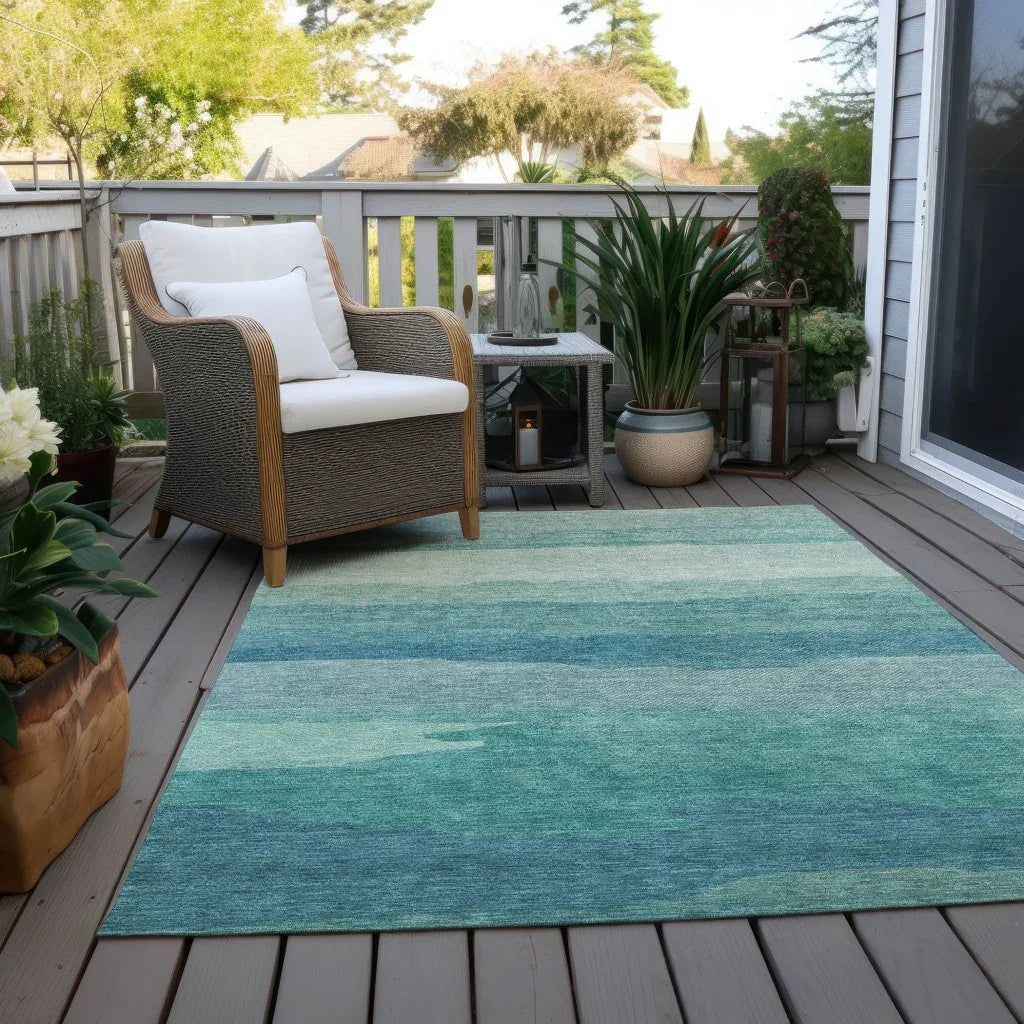 LOOMLAN Rugs Embre Teal Washable Indoor-Outdoor Rug