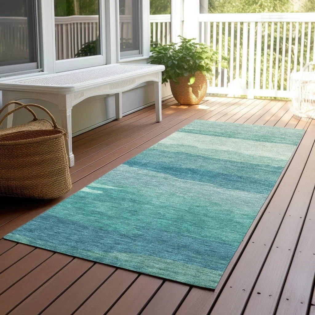 LOOMLAN Rugs Embre Teal Washable Indoor-Outdoor Rug