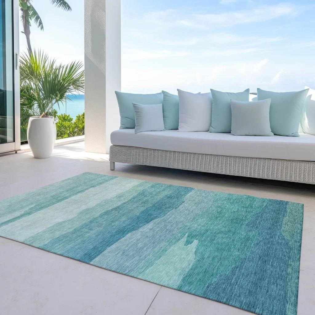 LOOMLAN Rugs Embre Teal Washable Indoor-Outdoor Rug