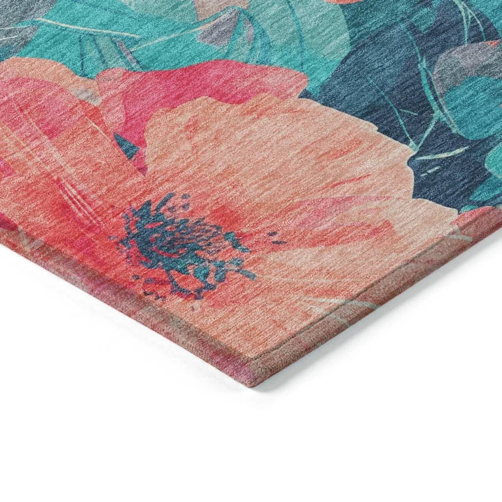 LOOMLAN Rugs Emprelle Orange Washable Indoor-Outdoor Rug