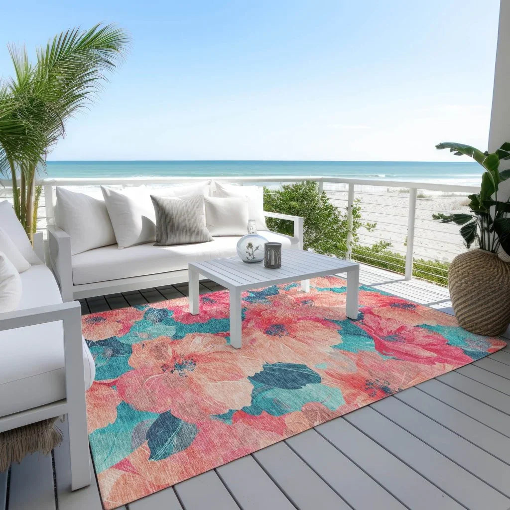 LOOMLAN Rugs Emprelle Orange Washable Indoor-Outdoor Rug