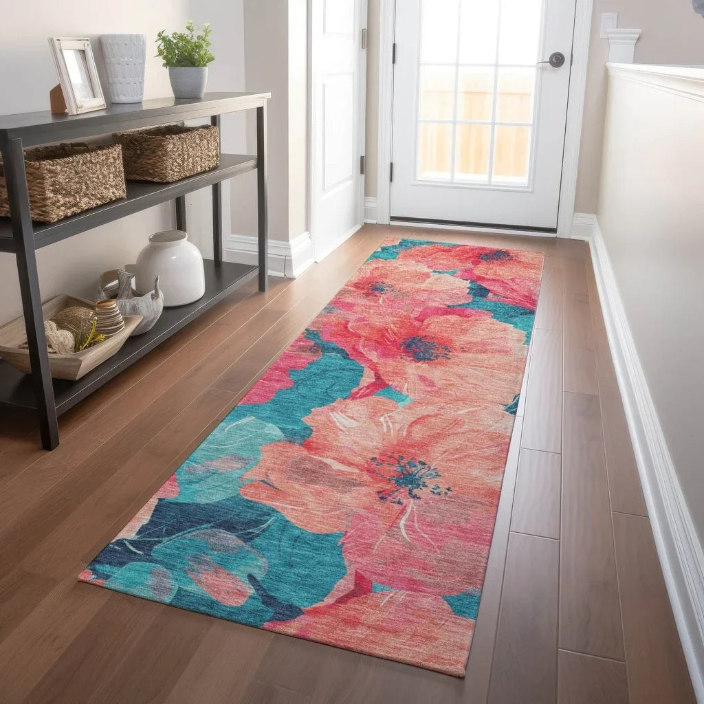 LOOMLAN Rugs Emprelle Orange Washable Indoor-Outdoor Rug