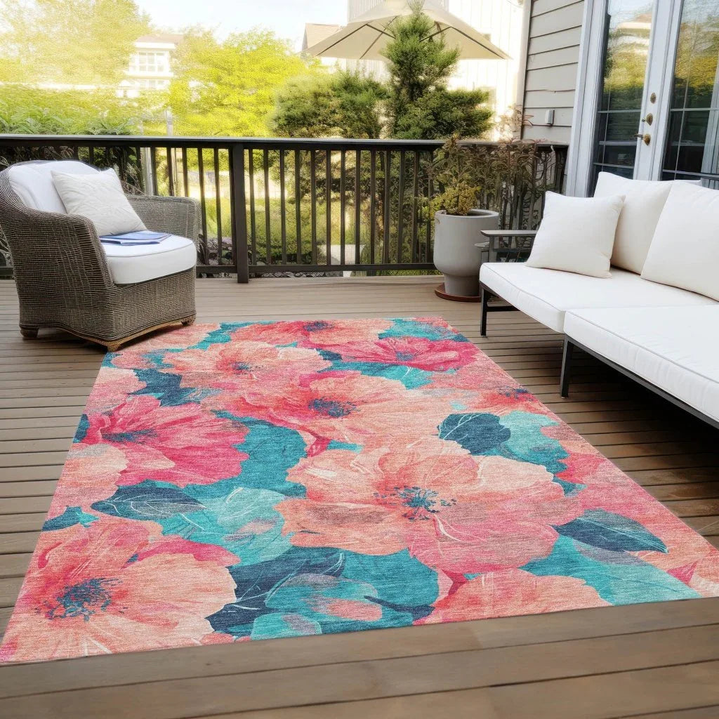 LOOMLAN Rugs Emprelle Orange Washable Indoor-Outdoor Rug