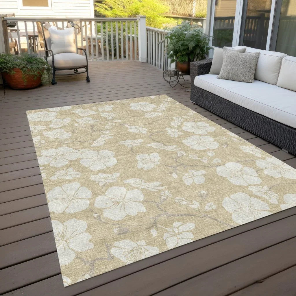 LOOMLAN Rugs Ensa Beige Washable Indoor-Outdoor Rug