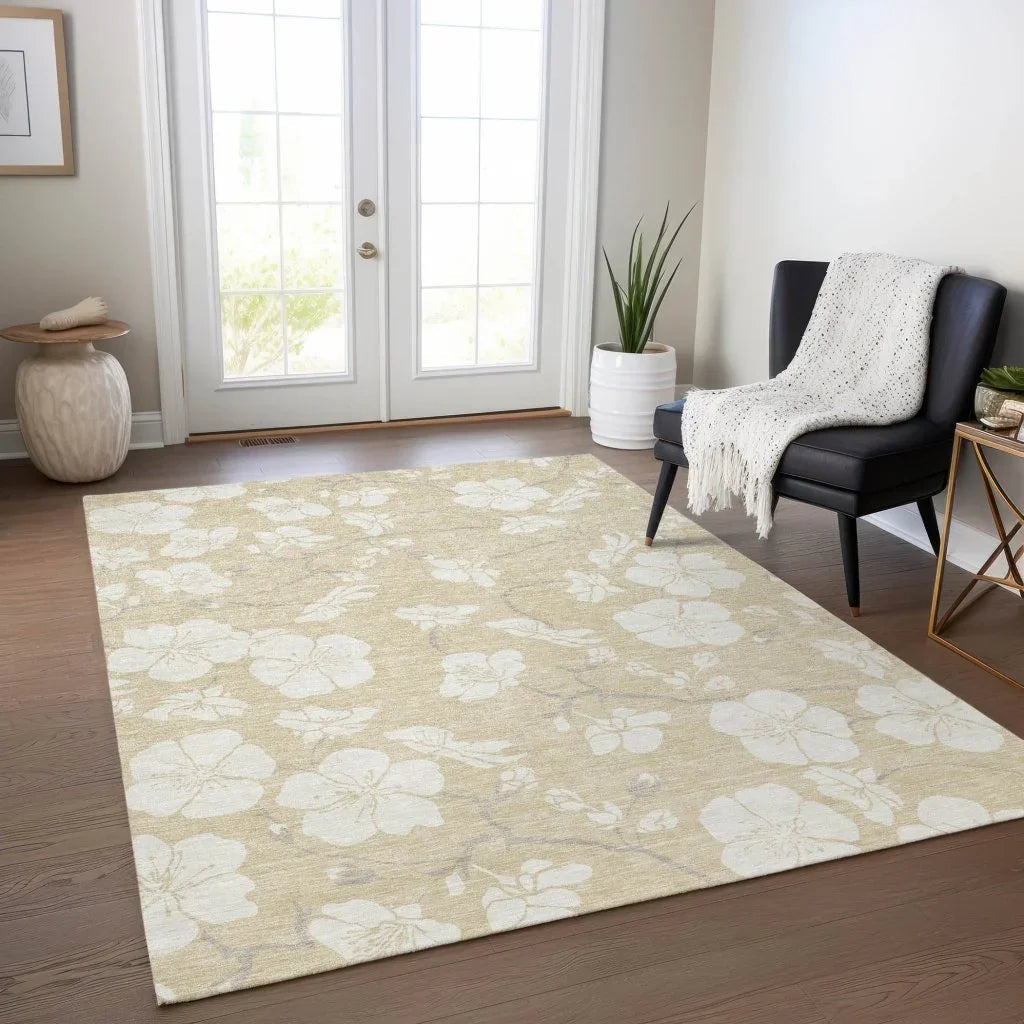 LOOMLAN Rugs Ensa Beige Washable Indoor-Outdoor Rug