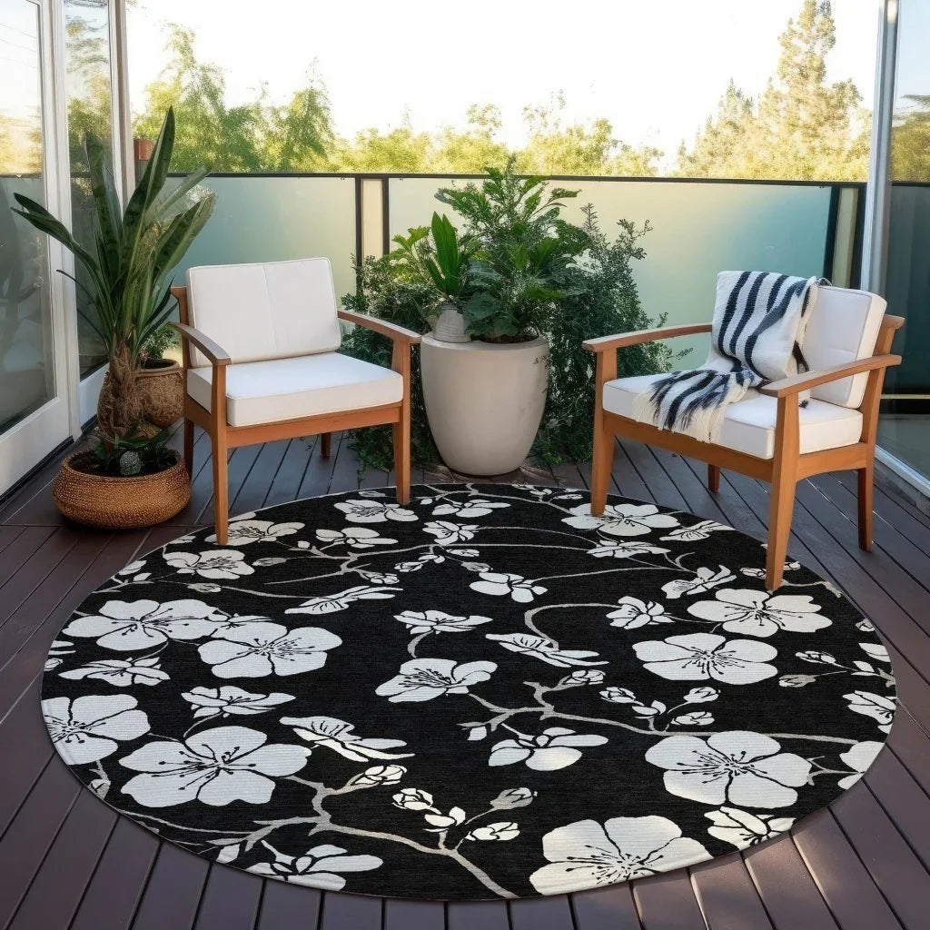 LOOMLAN Rugs Ensa Black Washable Indoor-Outdoor Rug