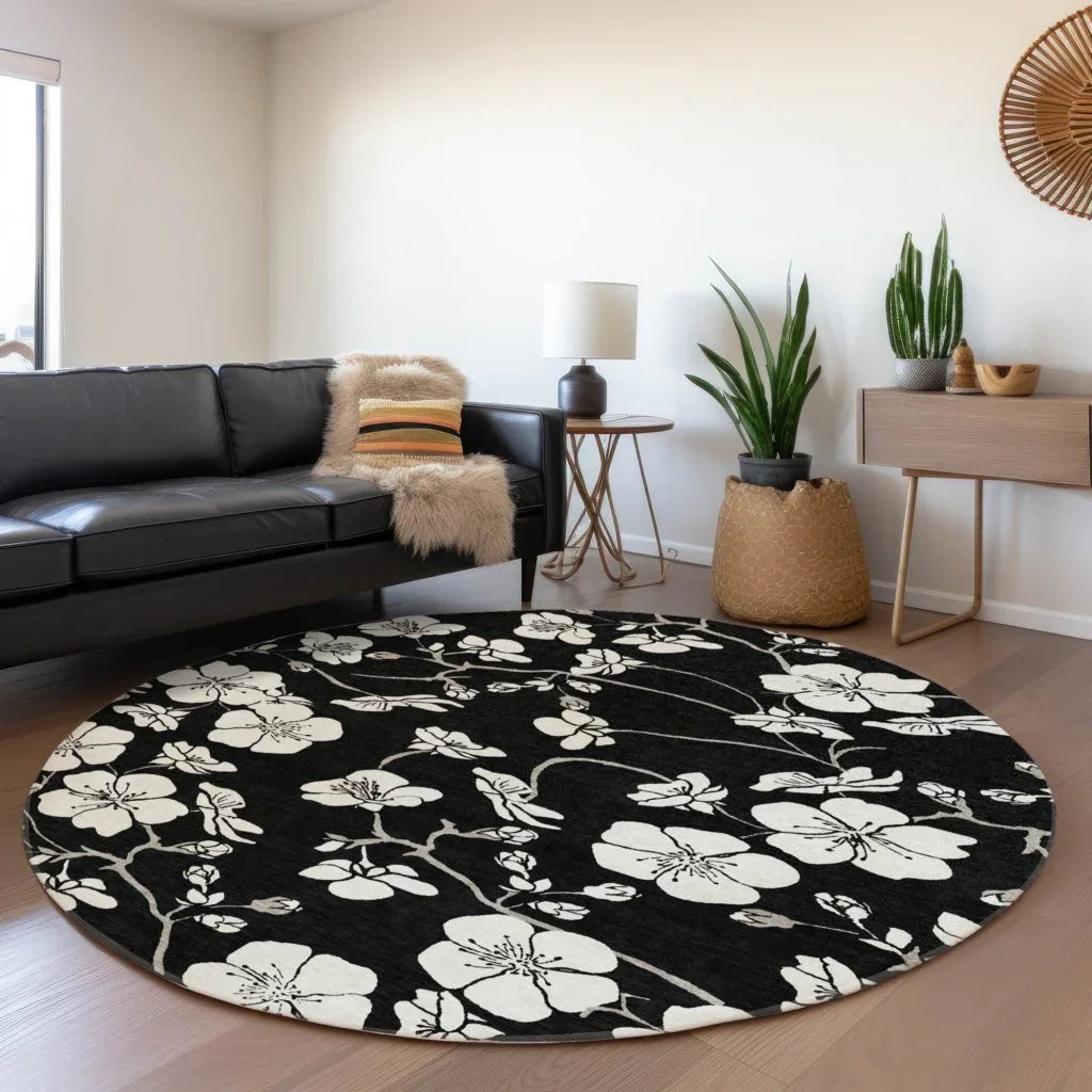 LOOMLAN Rugs Ensa Black Washable Indoor-Outdoor Rug