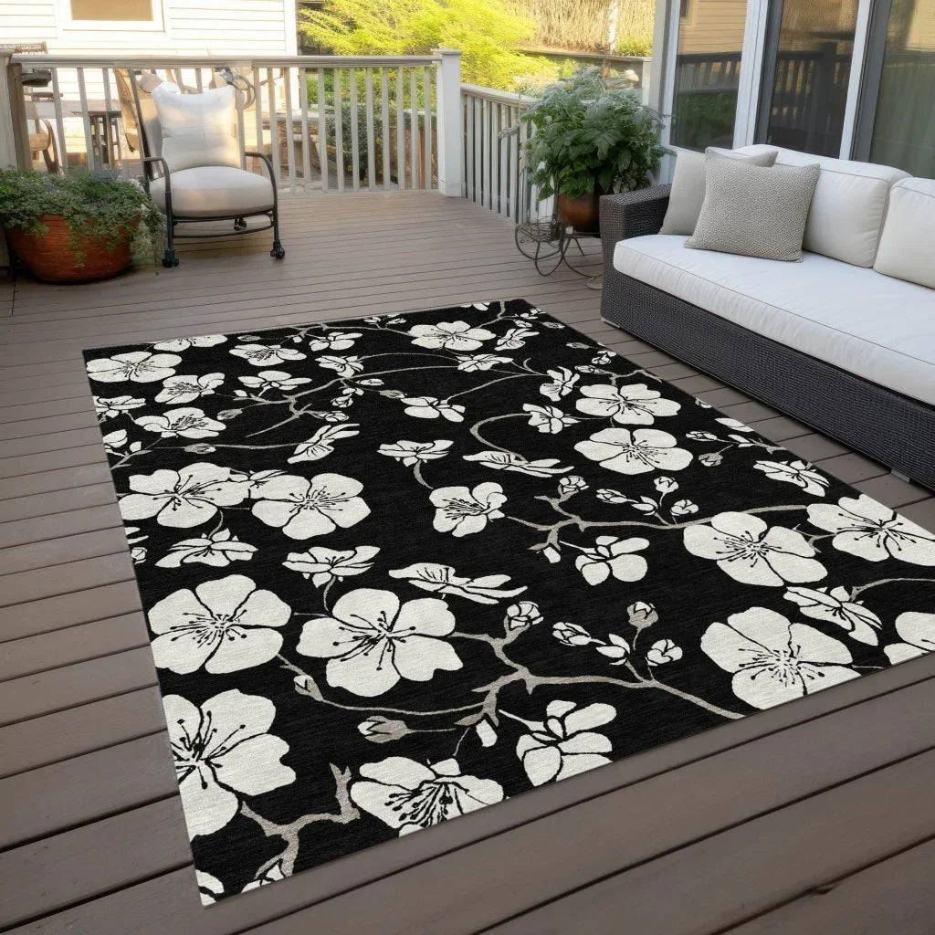 LOOMLAN Rugs Ensa Black Washable Indoor-Outdoor Rug