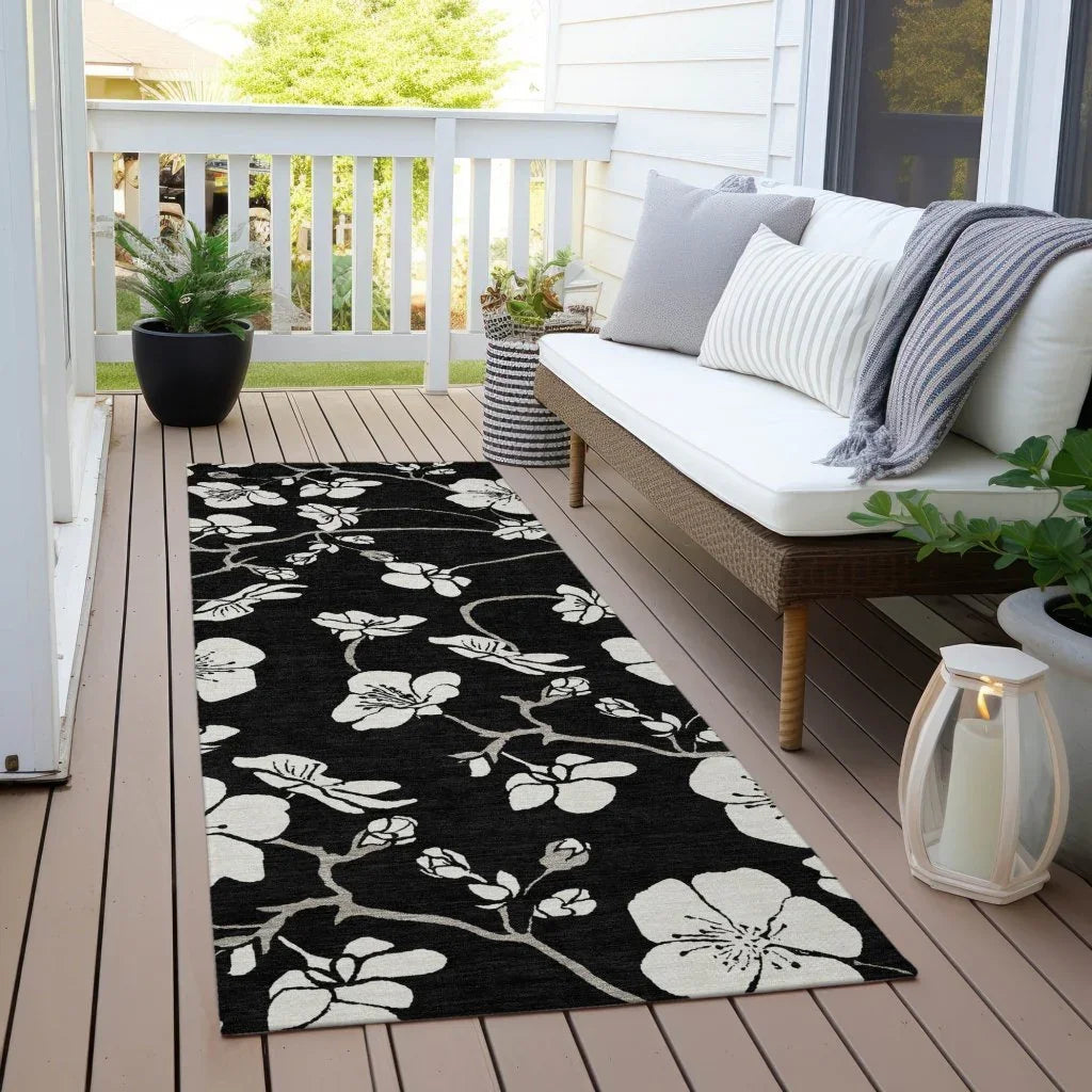 LOOMLAN Rugs Ensa Black Washable Indoor-Outdoor Rug
