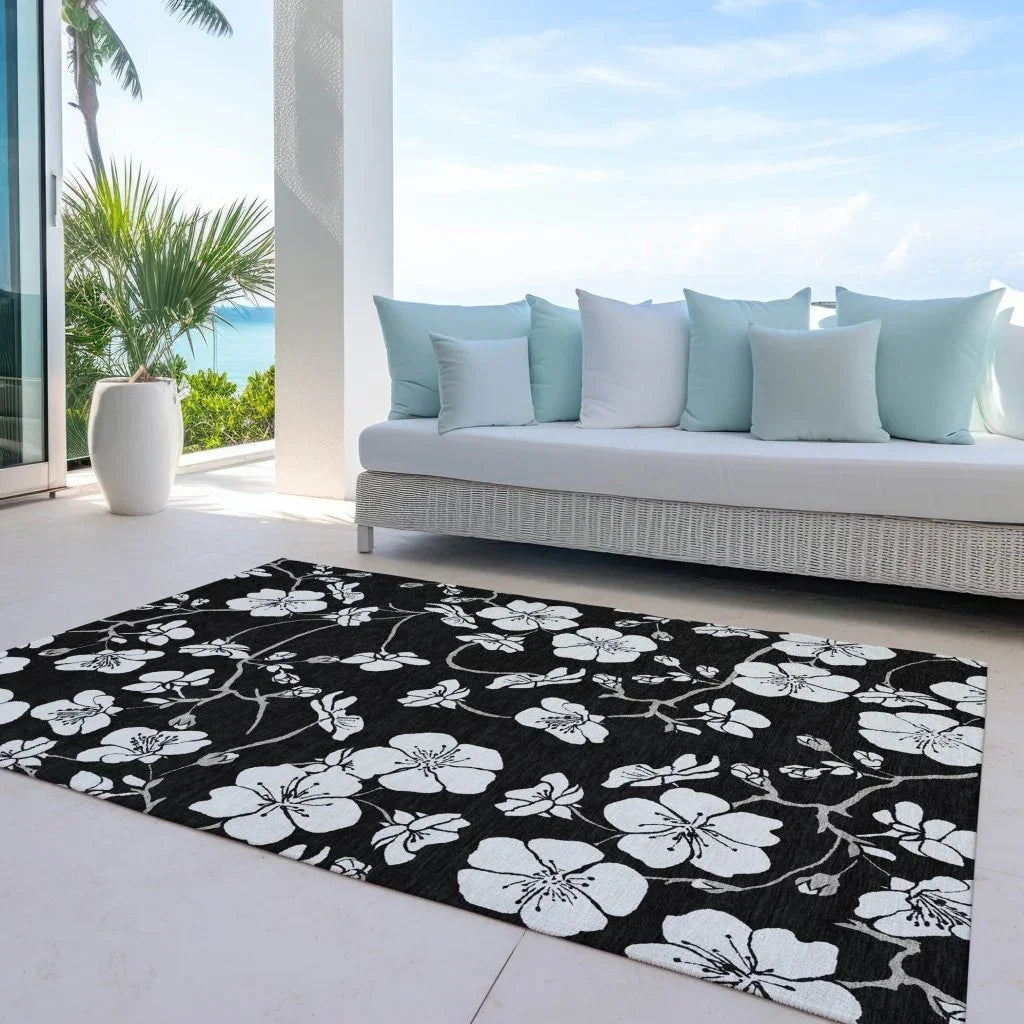 LOOMLAN Rugs Ensa Black Washable Indoor-Outdoor Rug