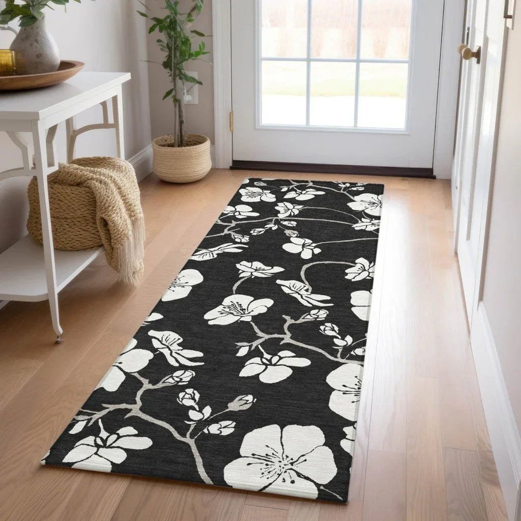 LOOMLAN Rugs Ensa Black Washable Indoor-Outdoor Rug
