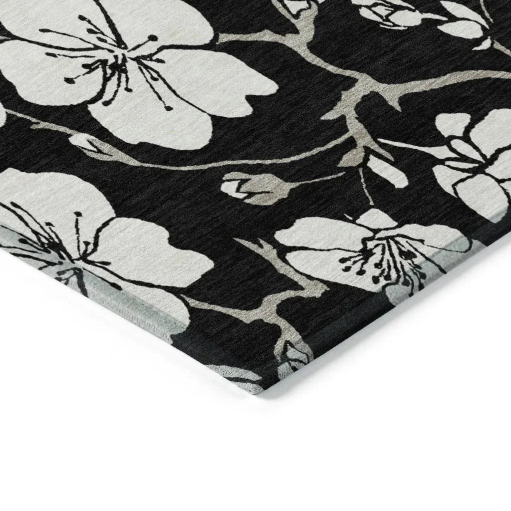 LOOMLAN Rugs Ensa Black Washable Indoor-Outdoor Rug