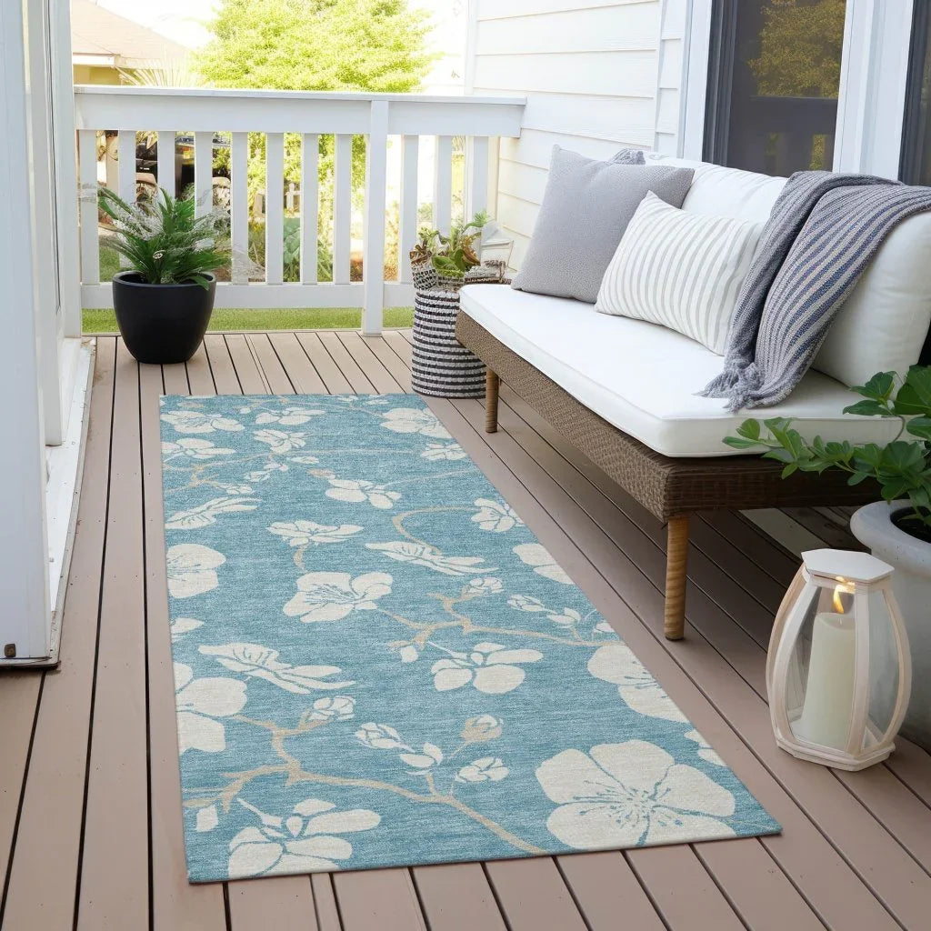 LOOMLAN Rugs Ensa Blue Washable Indoor-Outdoor Rug