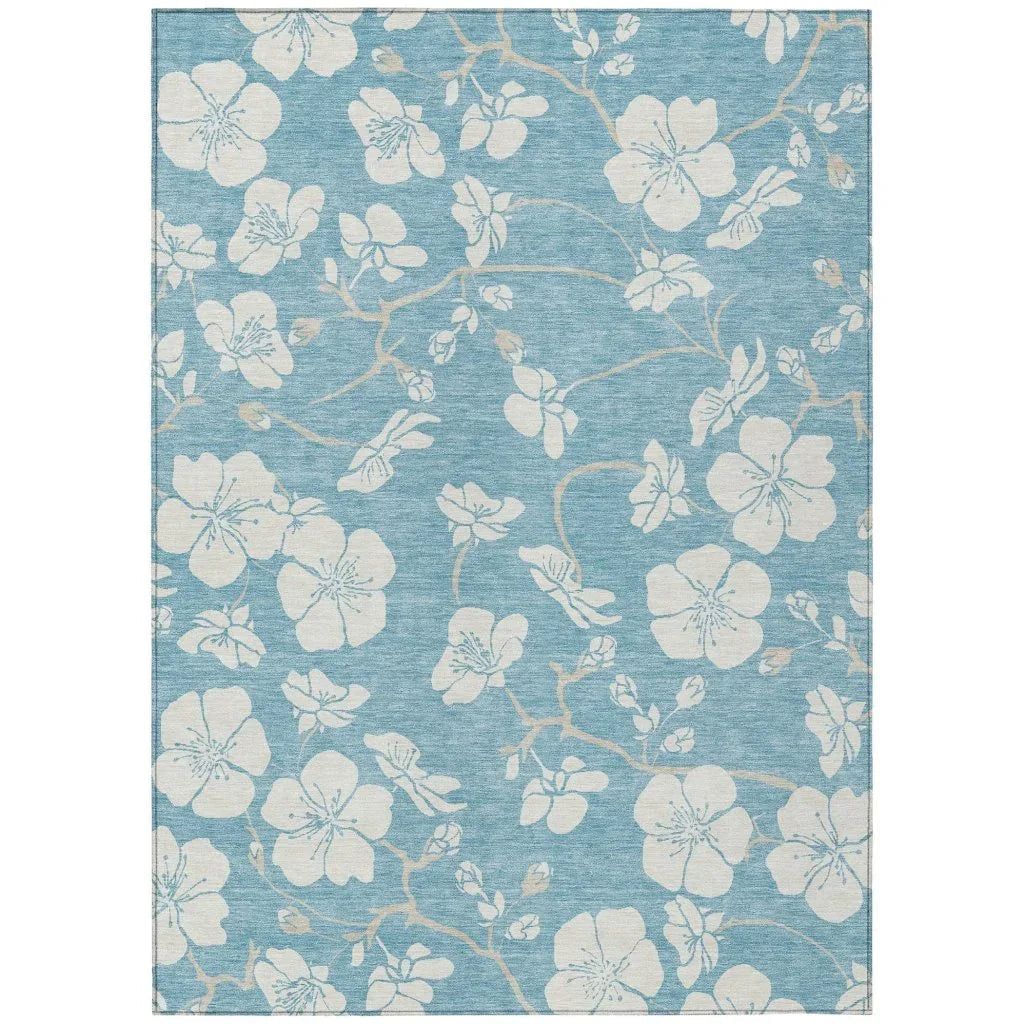 LOOMLAN Rugs Ensa Blue Washable Indoor-Outdoor Rug