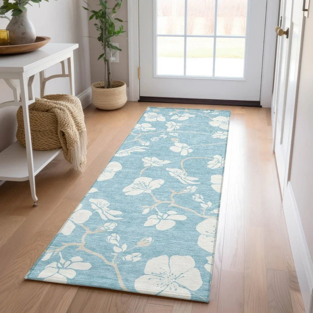 LOOMLAN Rugs Ensa Blue Washable Indoor-Outdoor Rug