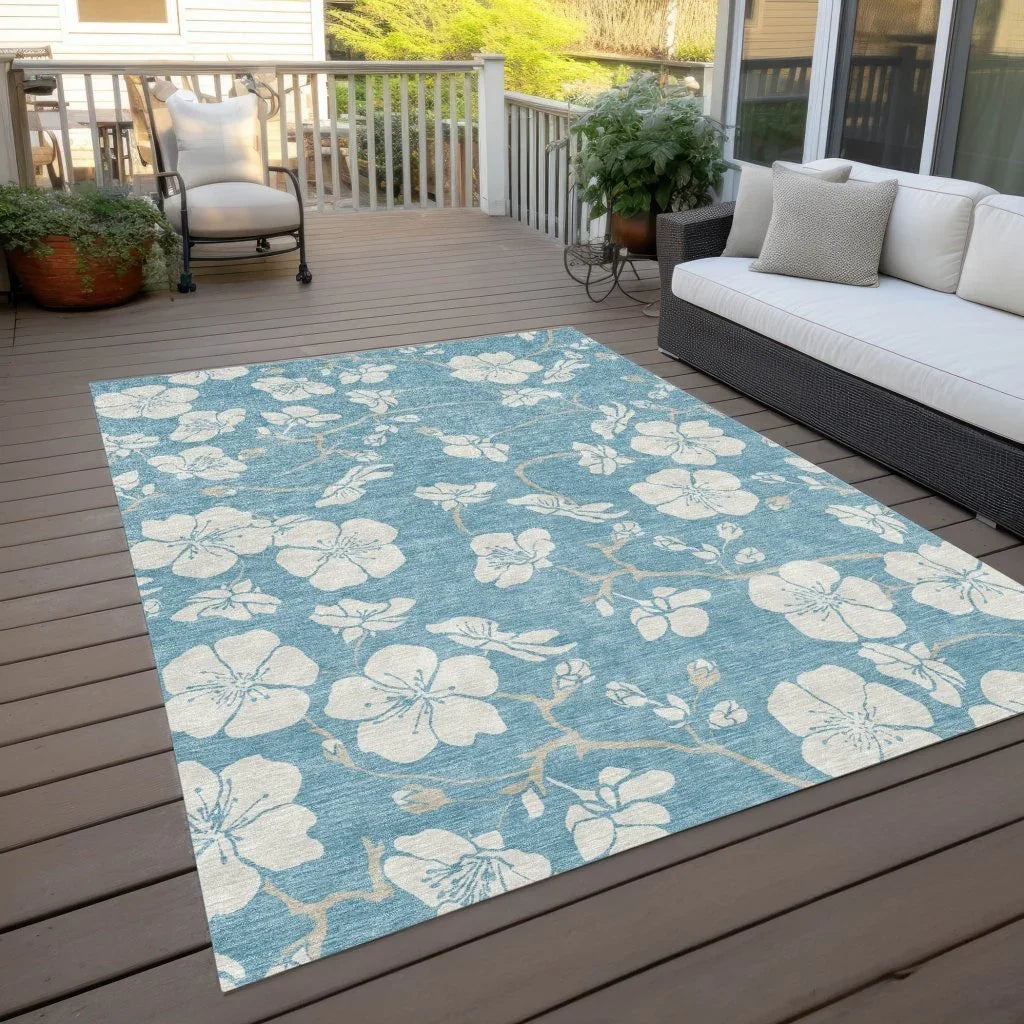 LOOMLAN Rugs Ensa Blue Washable Indoor-Outdoor Rug