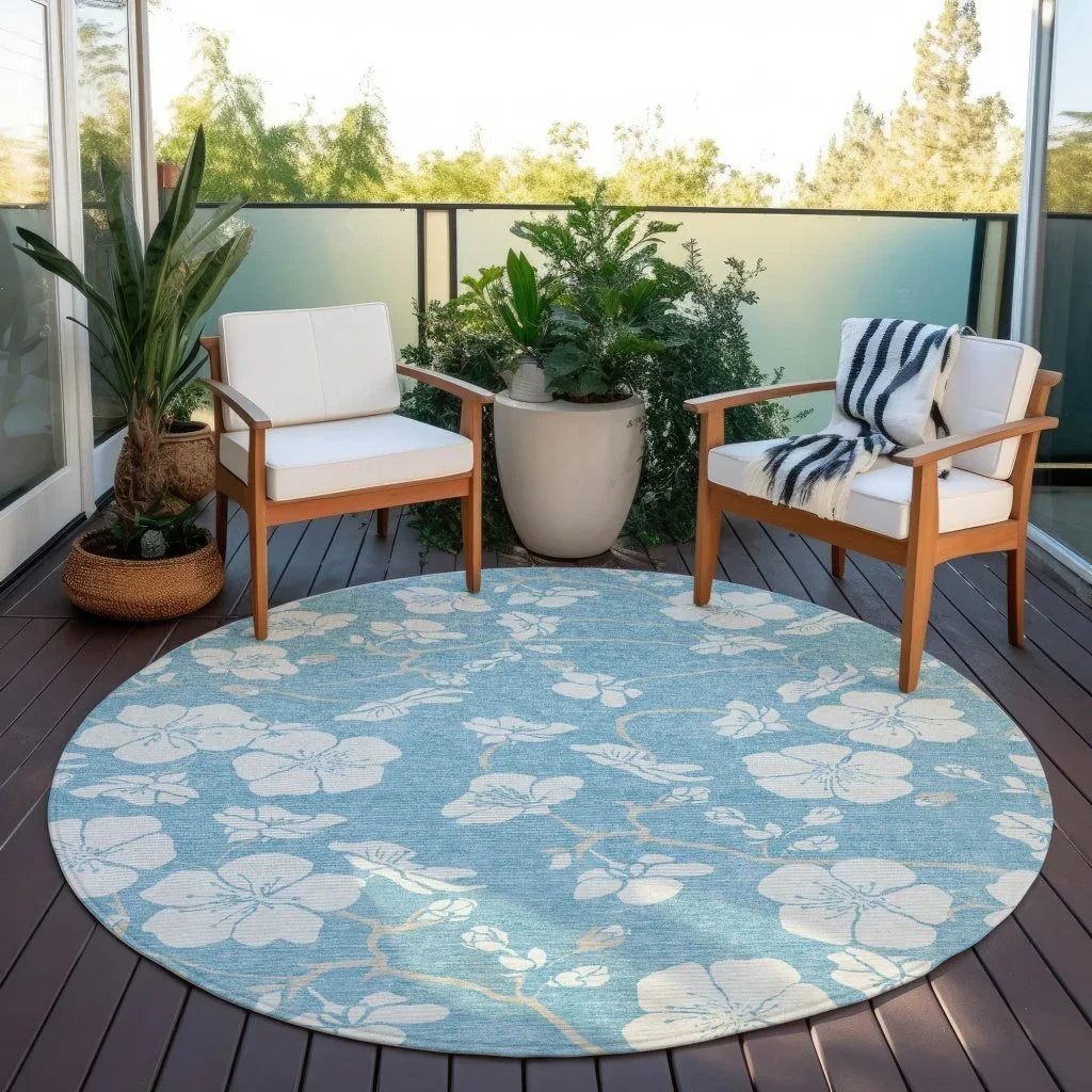 LOOMLAN Rugs Ensa Blue Washable Indoor-Outdoor Rug