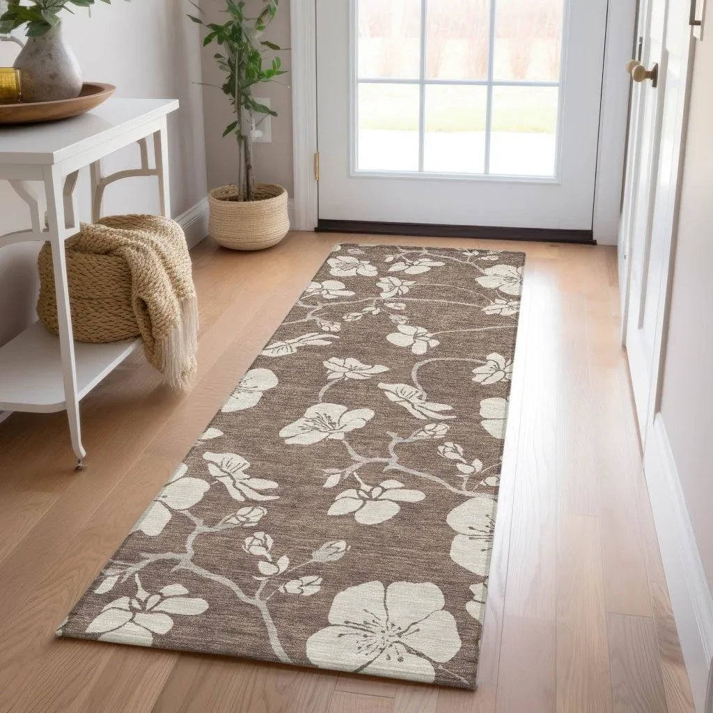 LOOMLAN Rugs Ensa Brown Washable Indoor-Outdoor Rug