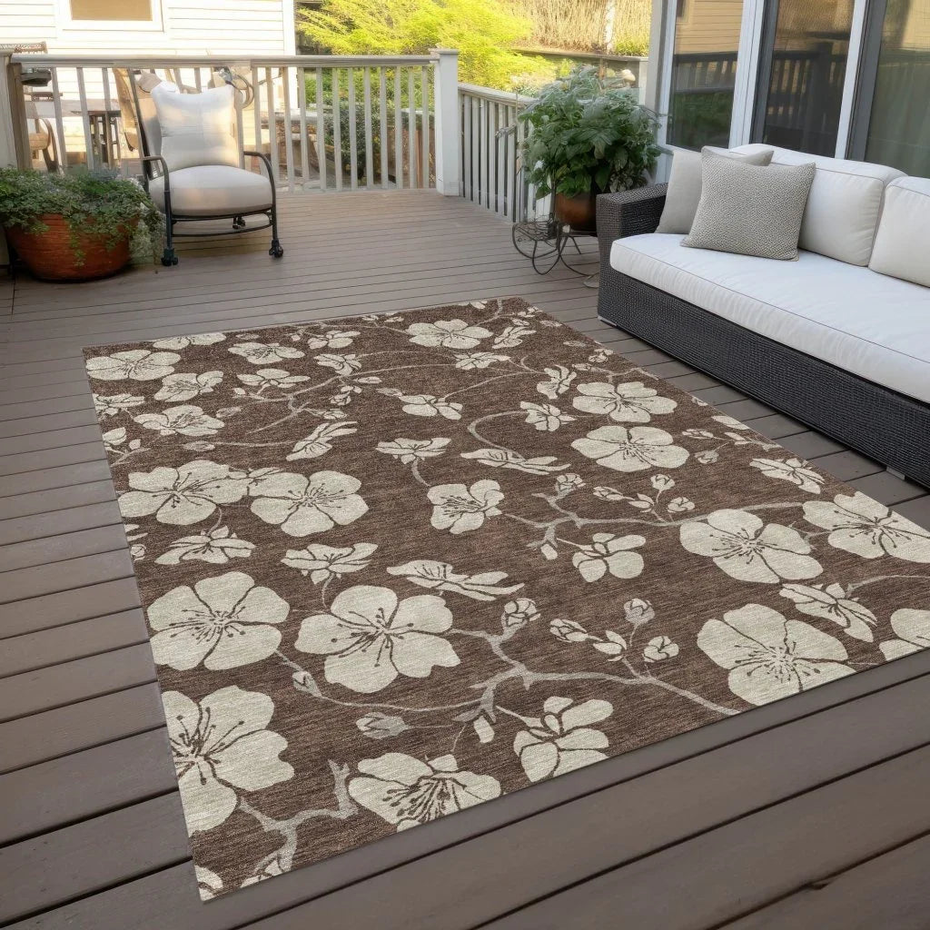 LOOMLAN Rugs Ensa Brown Washable Indoor-Outdoor Rug
