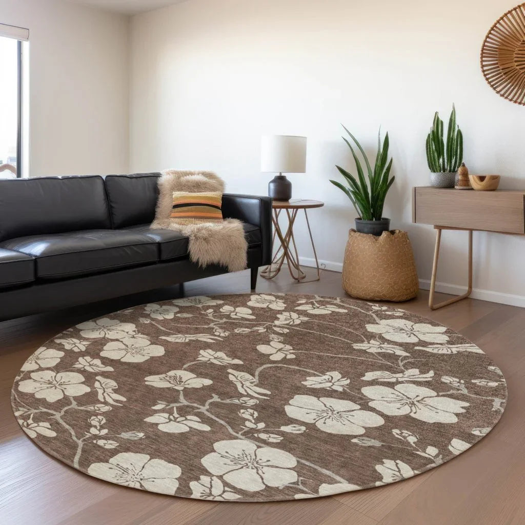 LOOMLAN Rugs Ensa Brown Washable Indoor-Outdoor Rug