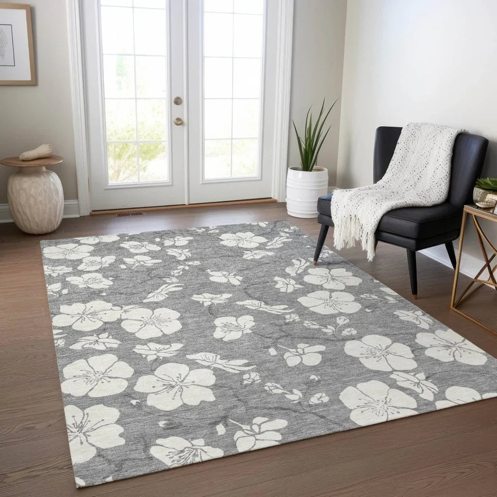 LOOMLAN Rugs Ensa Gray Washable Indoor-Outdoor Rug