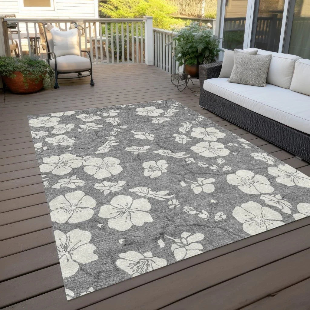LOOMLAN Rugs Ensa Gray Washable Indoor-Outdoor Rug