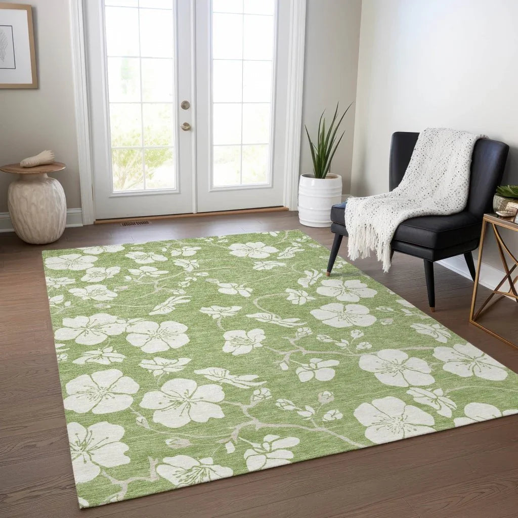 LOOMLAN Rugs Ensa Green Washable Indoor-Outdoor Rug