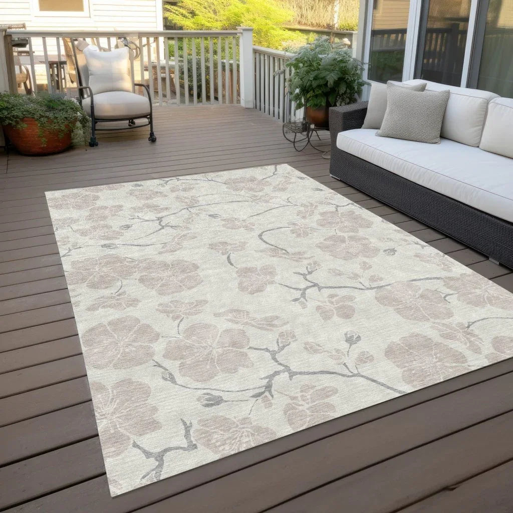 LOOMLAN Rugs Ensa Ivory Washable Indoor-Outdoor Rug