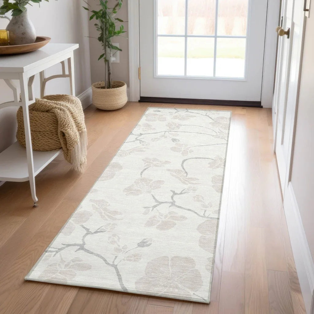 LOOMLAN Rugs Ensa Ivory Washable Indoor-Outdoor Rug