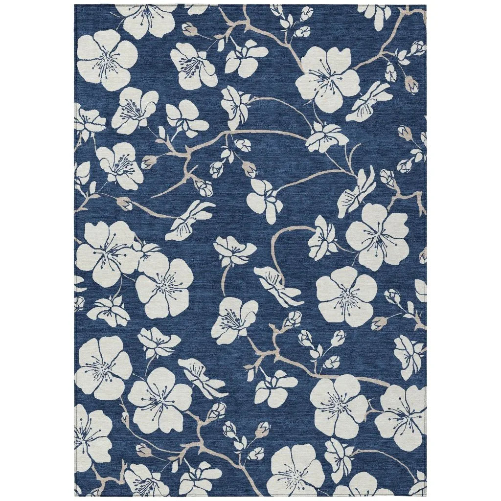 LOOMLAN Rugs Ensa Navy Washable Indoor-Outdoor Rug