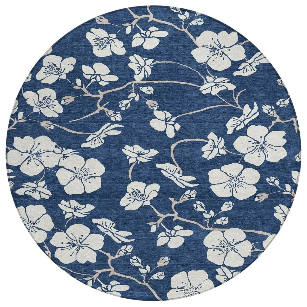 LOOMLAN Rugs Ensa Navy Washable Indoor-Outdoor Rug