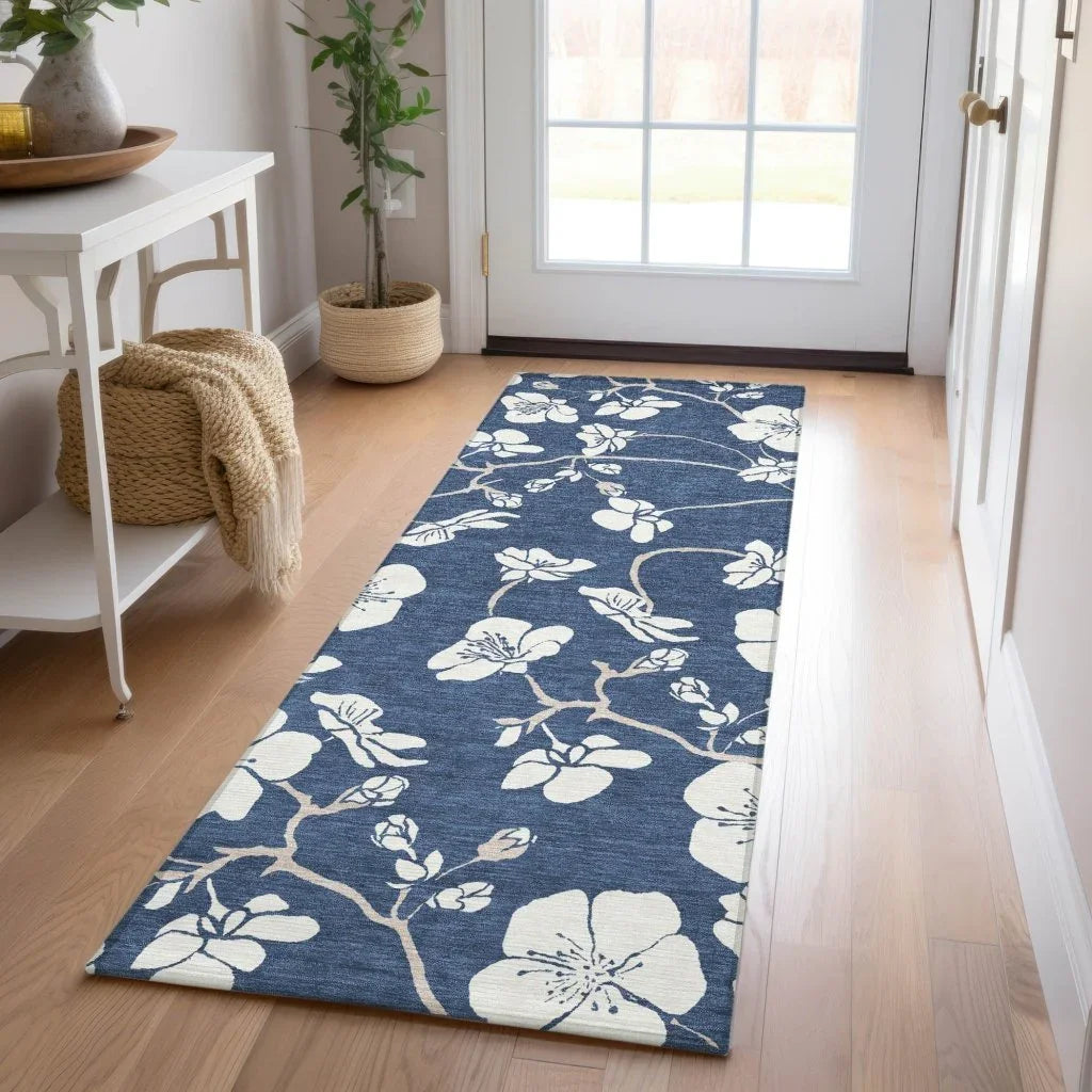 LOOMLAN Rugs Ensa Navy Washable Indoor-Outdoor Rug